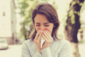 woman with allergies.